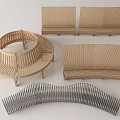 Modern Landscape Seats Featuring Circular Curved And Long Bench Slatted Designs 3d model
