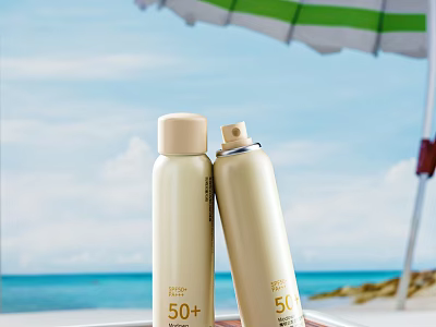 Luxurious Sun Protection Spray Bottles With SPF 50 Plus For Beach Use 3d model