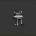 Ancient Bronze Tripod Cauldron with Two Handles Three Legs Intricate Carvings on Square Base