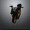 Black and Orange Striped Sporty Motorcycle with White Windshield Orange Rims and Black Seat