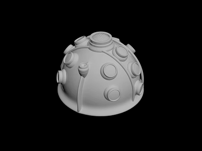 Intricate Decorative Helmet Shaped Sculpture With Circular Knobs And Surface Details 3d model