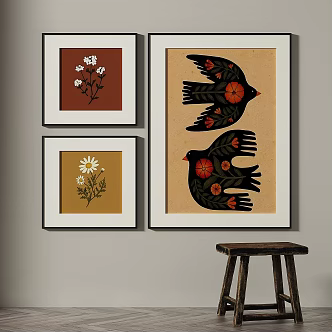 Retro medieval simple abstract light luxury decorative painting 3d model