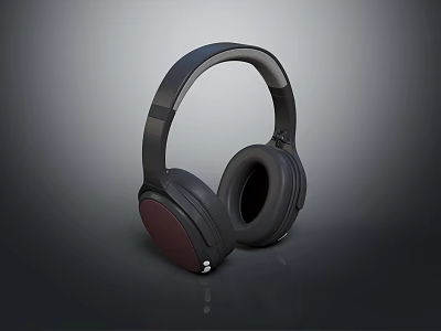 Over Ear Headphones Electronic Device Featuring Modern Black And Burgundy Design With Soft Ear Cushions 3d model