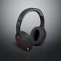 Over Ear Headphones Electronic Device Featuring Modern Black And Burgundy Design With Soft Ear Cushions