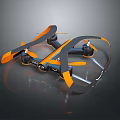Sleek Black And Orange Quadcopter Drone With Rotating Propellers And Protective Frame 3d model
