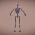 Humanoid Robot Character With Metallic Body And Golden Joints 3D Model Design