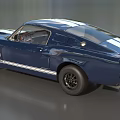 Classic Blue Two Door Sports Car With White Stripes GT350H And Black Wheels