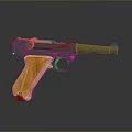 Vintage Classic Pistol With Wooden Grip Metal Frame And Retro Design