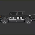 Gray Police Pickup Truck With Roof Mounted Lights And POLICE Lettering