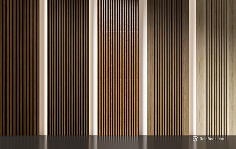 Modern Wall Panels With Vertical Stripes And Tones 3d model 