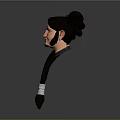 3D Rendered Woman With Long Black Braid Blue Collar Bindi And Silver Bracelets