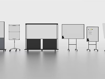 Various Styles Mobile Whiteboard Hanging Display Units With Wheels And Cabinets 3d model