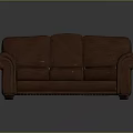 Classic Red Upholstered Three Seat Sofa With Armrests And Comfortable Design 3d model