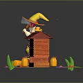 Modern game character cartoon character bee picker beehive 3d model