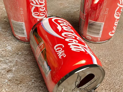 Coca Cola Refreshing Drinks In Red Cans With Three Cans And Open Top 3d model