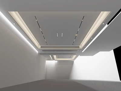 Modern Interior Ceiling Design With Recessed LED Lighting And Smooth Lines 3d model