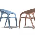 Two Modern Leisure Chairs With Curved Backrest And Stylish Color Design