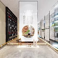 Elegant Chinese Style Interior Space With Circular Window Calligraphy And Display Shelves