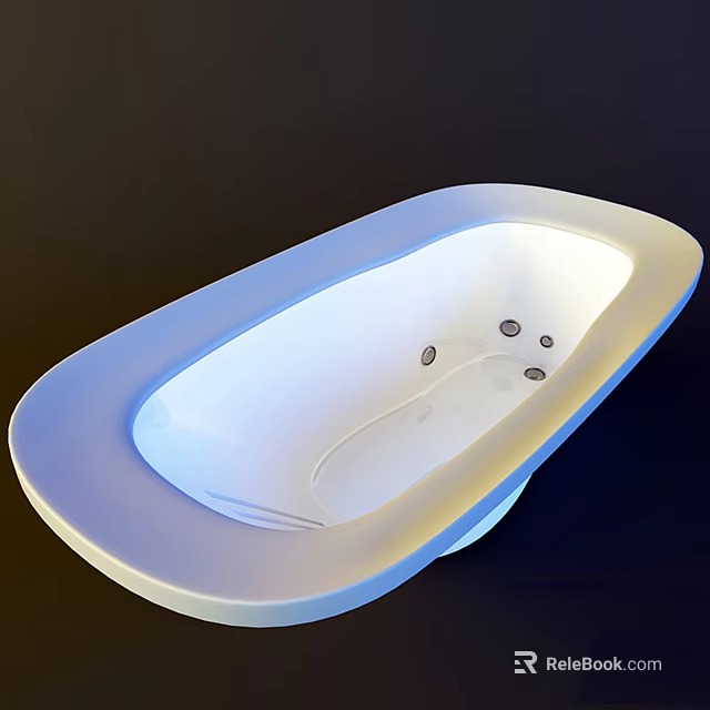 Modern Freestanding Bathtub With Oval Design And White Smooth Surface 3d model 