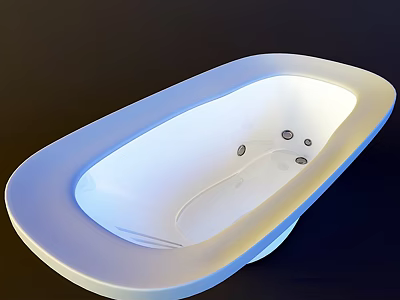Modern Freestanding Bathtub With Oval Design And White Smooth Surface 3d model