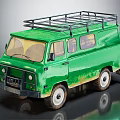 Vintage Green Van With Roof Rack And Muddy Exterior White Wheels