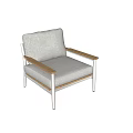 Modern Minimalist Single Sofa With Light Gray Cushion And Wooden Armrests