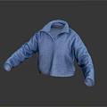 Blue Fleece Sweater With Collar And Loose Sleeves For Casual Outfit