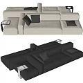 poliform modern multi-person sofa double-sided sofa module sofa living room fabric sofa 3d model