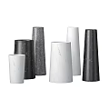 Black And White Marble Vases With Modern Design And Various Decorative Shapes