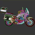 White Adventure Motorcycle With Blue Accents Red Frame Side Cases Rear Box And Spoked Wheels