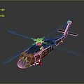 Dark Green Military Utility Helicopter With Main Rotor Blades And Landing Gear