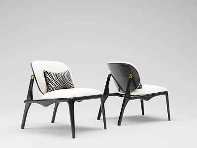 Modern Design Accent Chairs With White Cushion Black Frame And Geometric Pattern Pillow 3d model