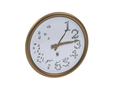 Round Wall Clock With Gold Frame And Handwritten Numbers On White Dial Design 3d model