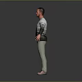 A Man Wearing White Dark Pattern Sweater Khaki Pants Pink Shoes Arms Outstretched Gray Background