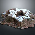 Natural Stone Material With Snow Covered Surface And Reddish Brown Natural Texture 3d model