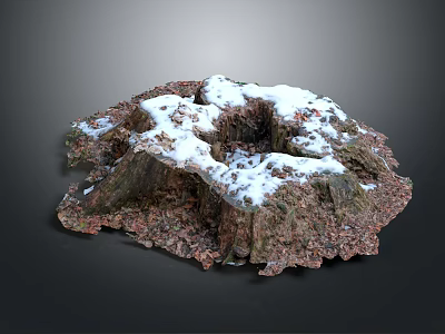 Natural Stone Material With Snow Covered Surface And Reddish Brown Natural Texture 3d model