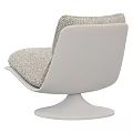 Modern Swivel Chair With Textured Fabric Cushion And Light Gray Frame