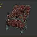 Elegant Red Leather Armchair With Tufted Upholstery Curved Arms And Wooden Legs