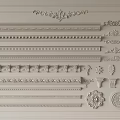 Decorative Gypsum Crown Molding with Various Ornate Patterns and Architectural Details for Interior Design