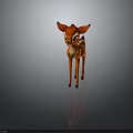 Adorable Red Fawn Character With White Spots Standing On Gray Background