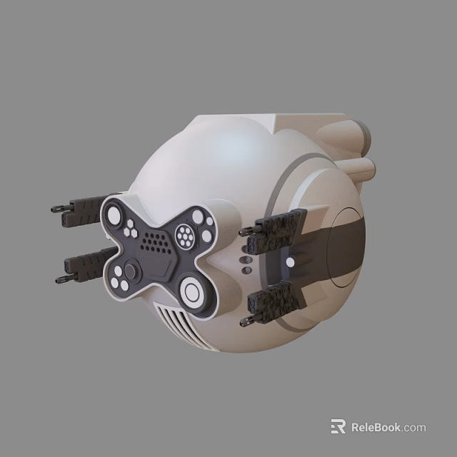 Smart Machine With Spherical Body Multiple Mechanical Arms And Control Buttons 3d model 