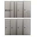 Contemporary Hinged Doors Featuring Various Panel Patterns and Textured Details