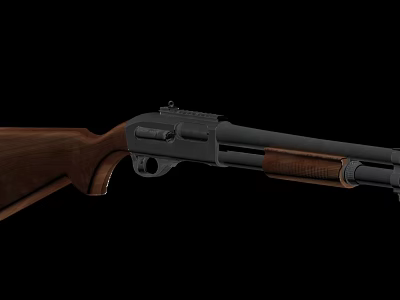 Classic Bolt Action Rifle With Wooden Stock And Black Metal Barrel 3d model