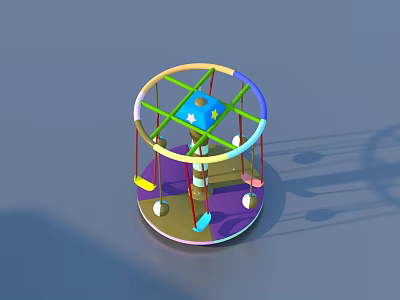 Colorful Circular Playground Equipment With Star Top Swings And Ladder For Kids Outdoor Fun 3d model