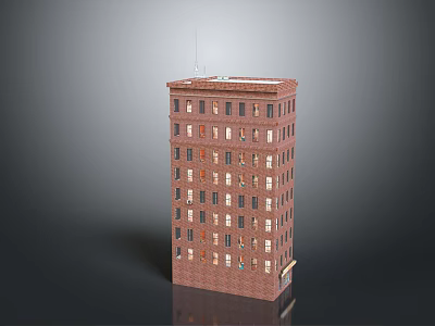 Red Brick Residential Building Multi Story Exterior With Rows Of Windows And Classic Design 3d model