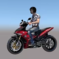 Person Wearing Black Helmet Riding Blue Motorcycle Under Clear Blue Sky On Gray Ground