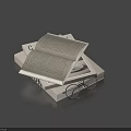Stack of Books with Open Reading Book and Glasses on Blue Surface