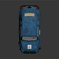 Blue Retro Vintage Small Car With White Stickers And Black Wheels