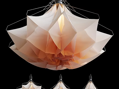 Modern Origami Petal Shaped Chandelier With Soft Warm Glow For Elegant Home Interior Design 3d model