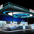 MASSIN Exhibition Booth With Modern Blue Circular Lighting And Battery Product Display Counters